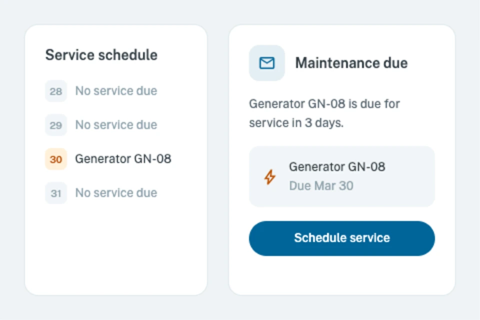 Service schedule and maintenance due automated alerts