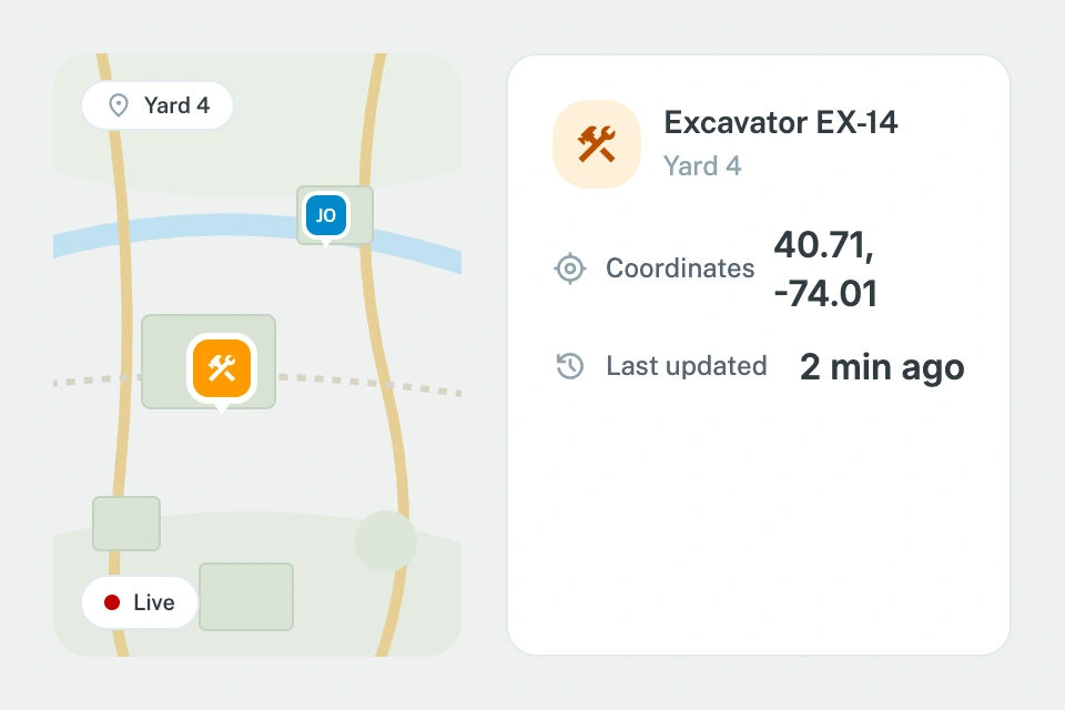 Live map showing asset GPS location and update timestamp