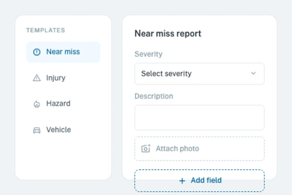 Incident reporting templates and custom form builder