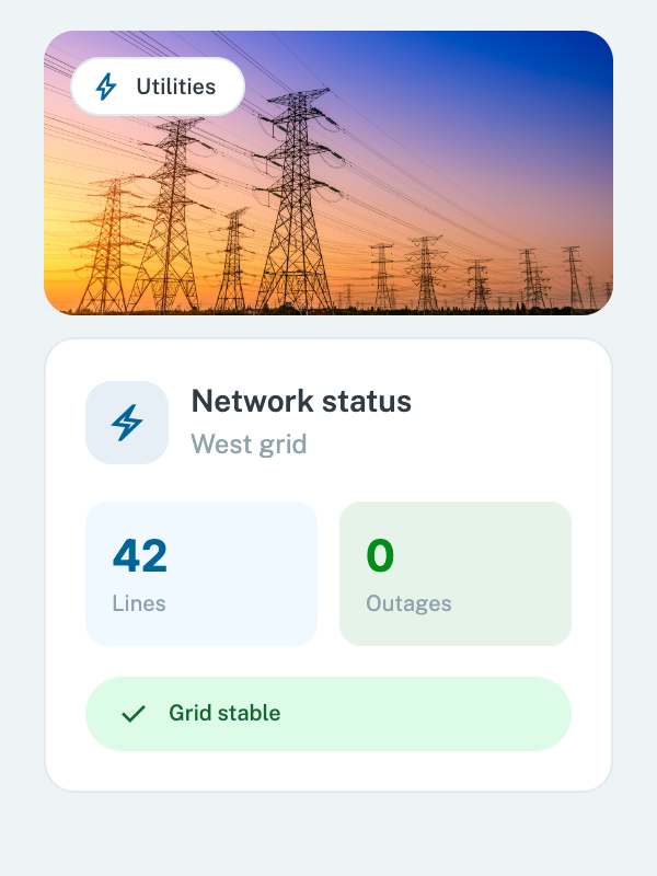 Utilities network status monitoring dashboard preview