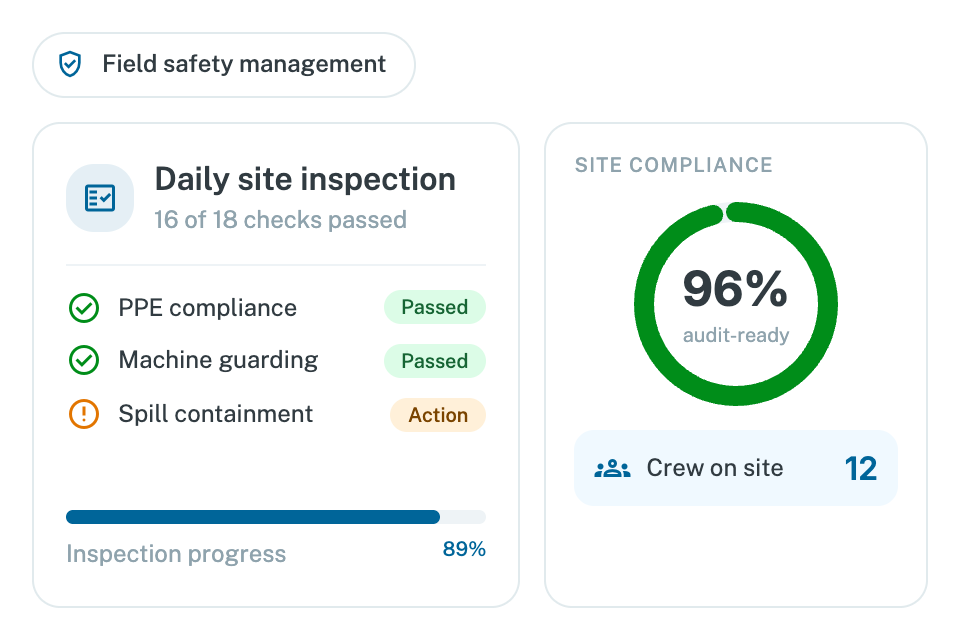 Field safety management for safer worksites